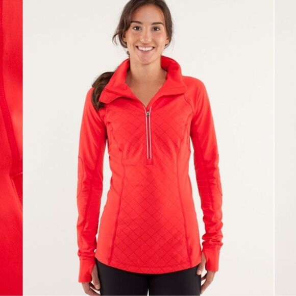 lululemon athletica Jackets & Blazers - Lululemon Run Toasty Tech Pullover Love Red Size 6 1/4 Zip Running Jacket Shirt